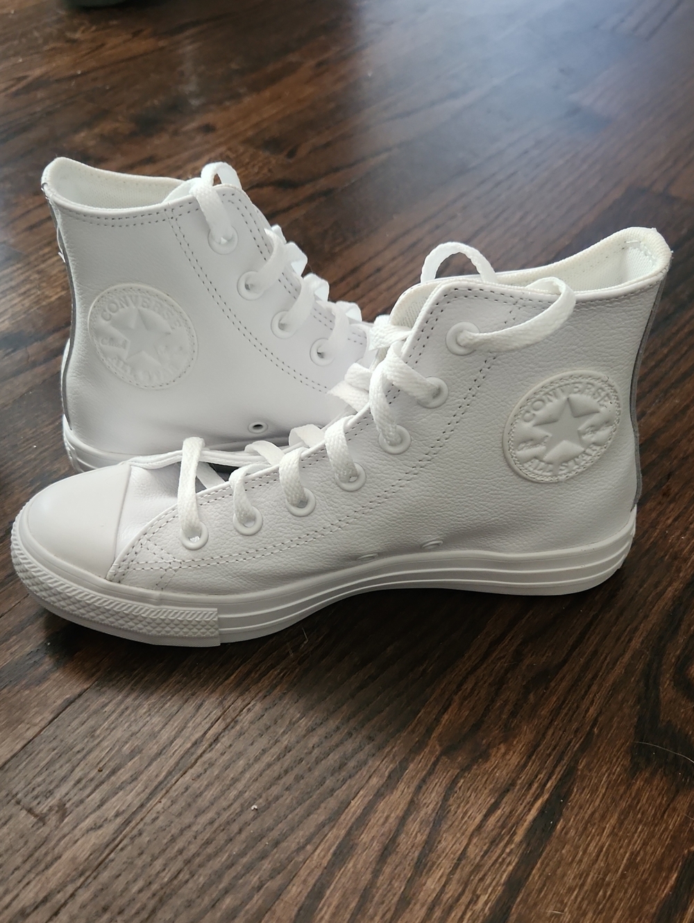 Converse White High-Top Leather-Look Sneakers